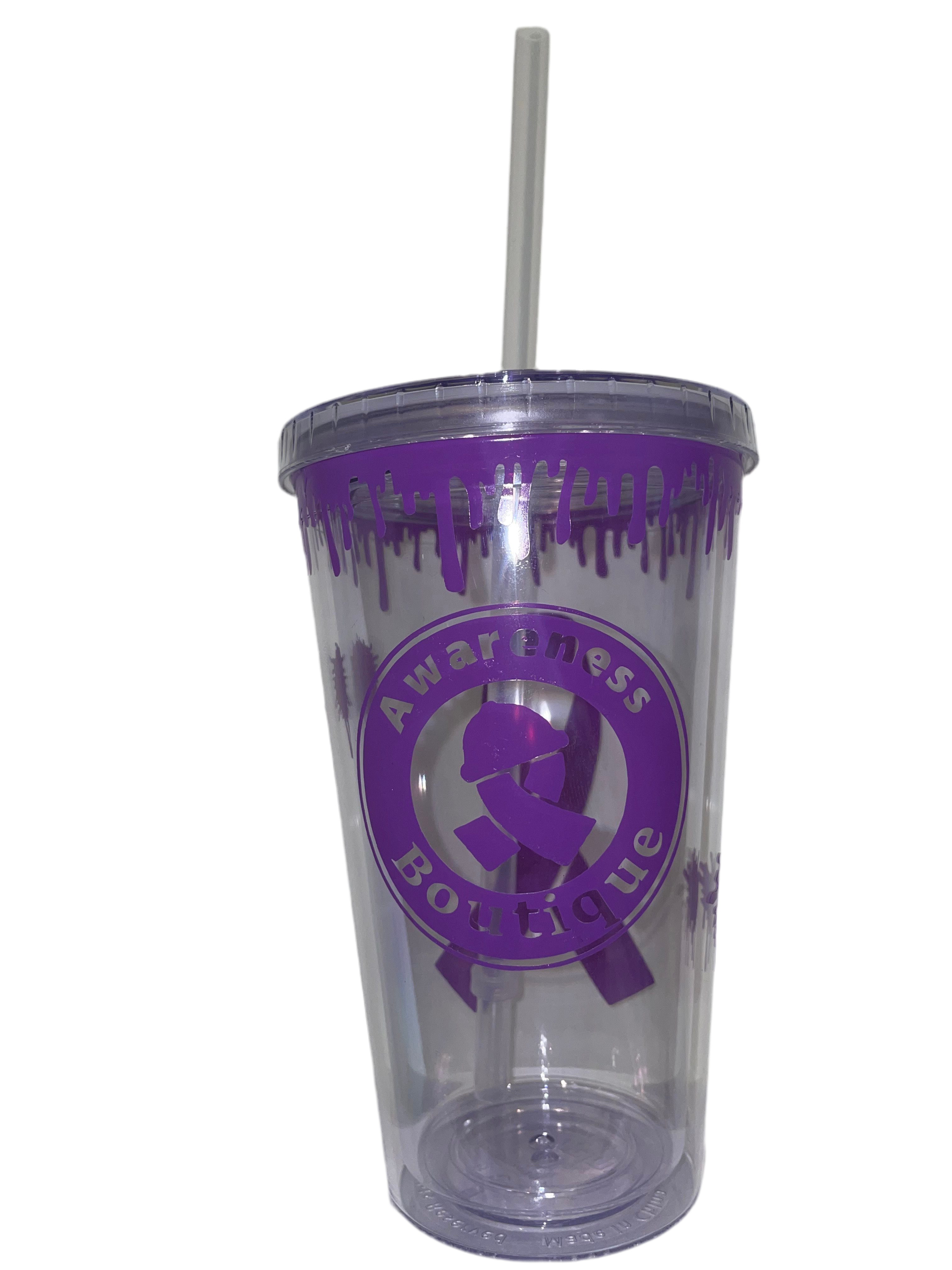 Purple Ribbon Tumbler
