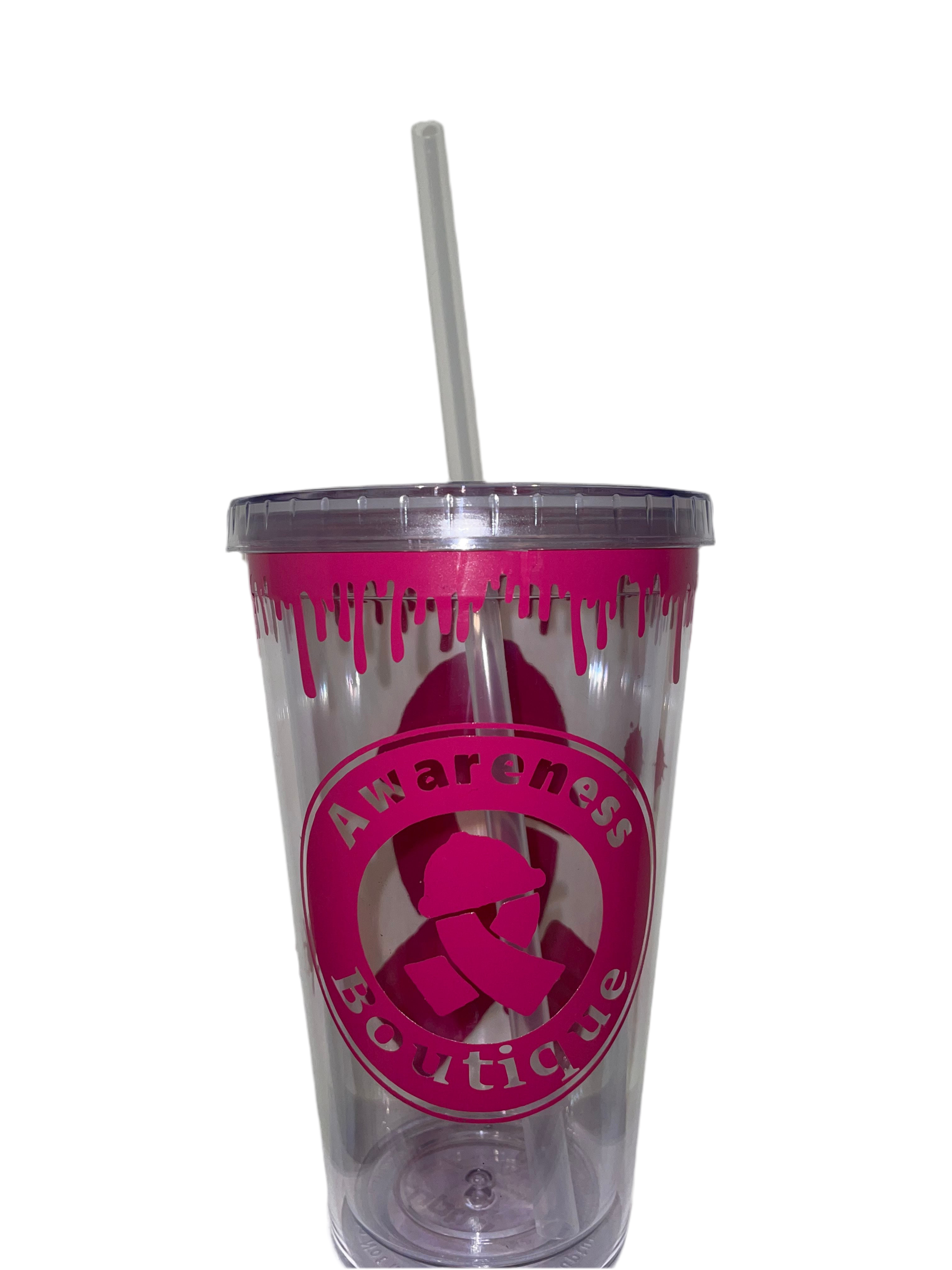 Dark Pink Ribbon Tumbler