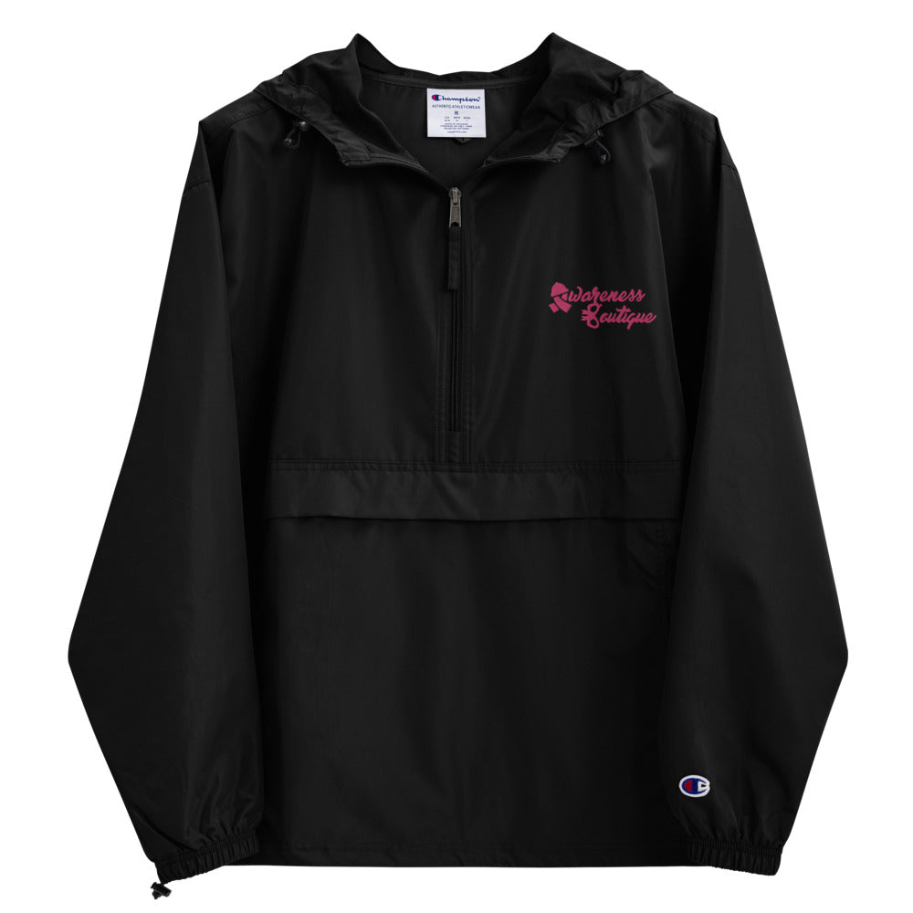 Embroidered Pink Ribbon Champion Packable Jacket - Awareness Boutique