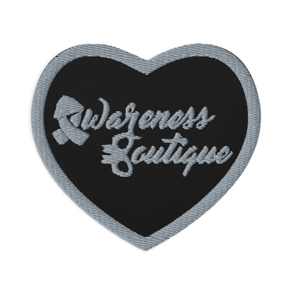 Grey Ribbon Embroidered Patch - Awareness Boutique