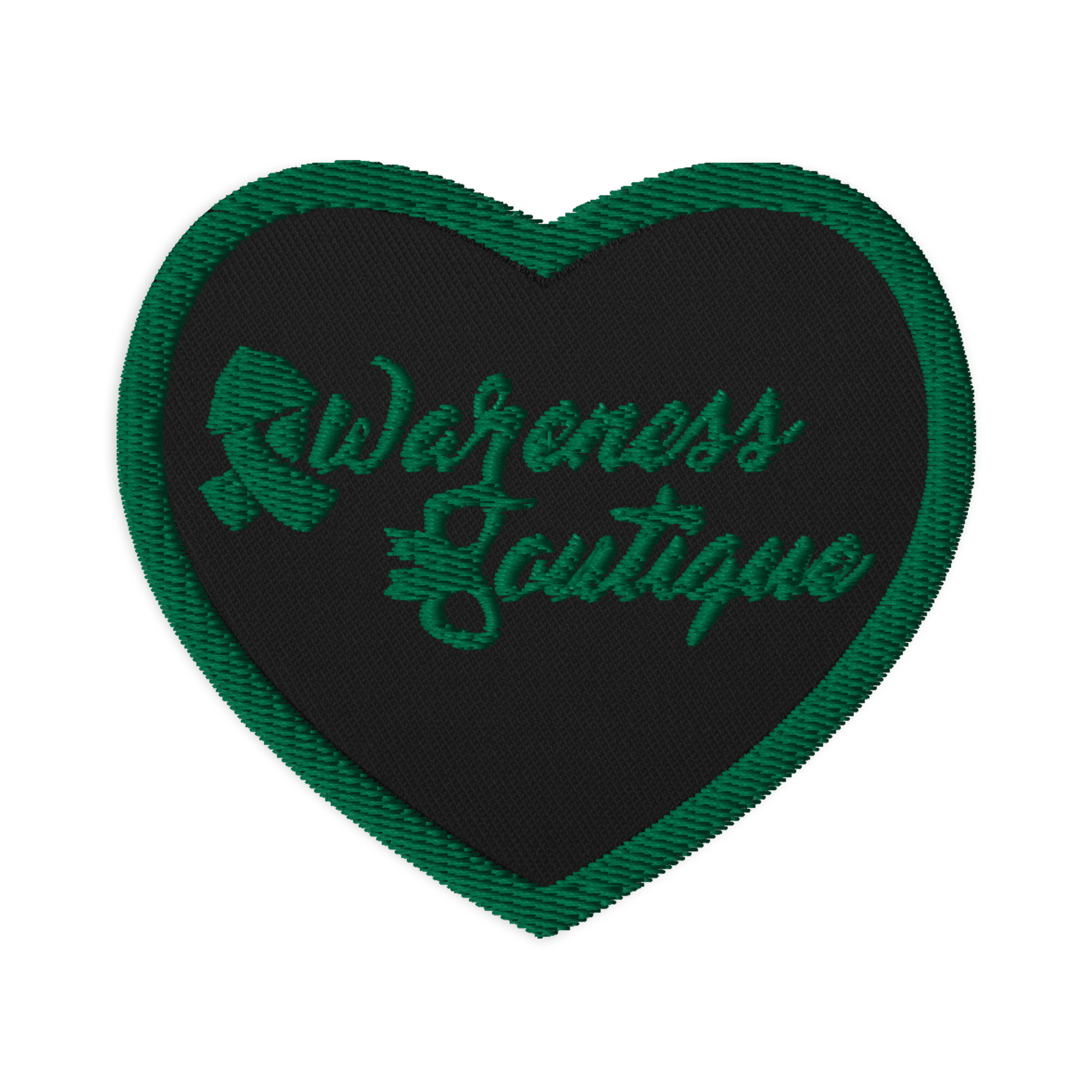 Green Ribbon Embroidered Heart Patch - Awareness Boutique
