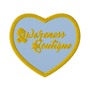 Yellow Ribbon Embroidered Heart Patch - Awareness Boutique