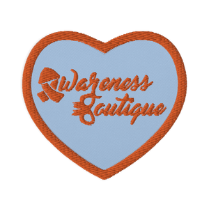 Orange Ribbon Embroidered Heart Patch - Awareness Boutique