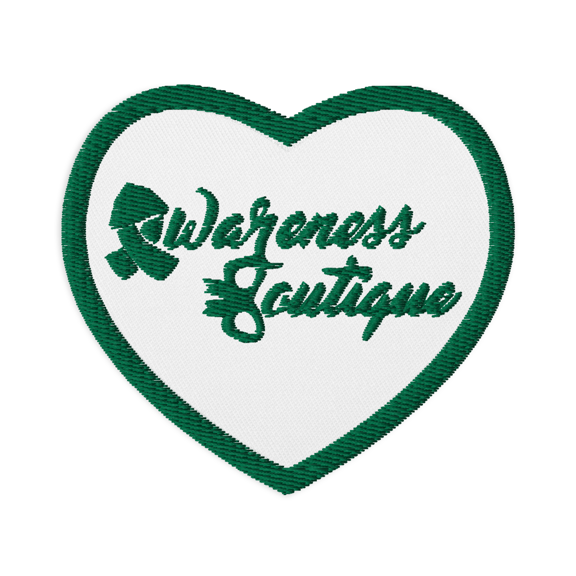 Green Ribbon Embroidered Heart Patch - Awareness Boutique