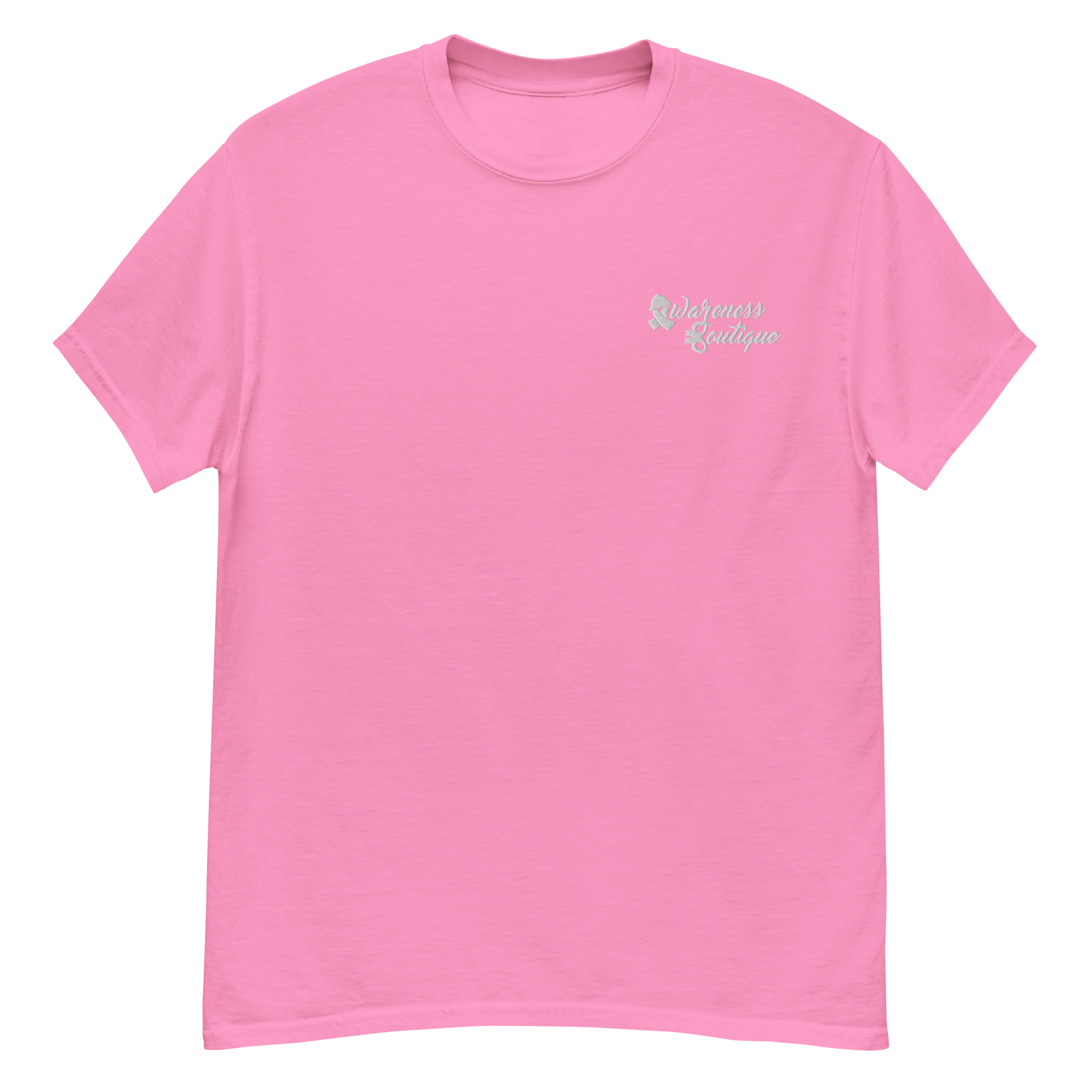 White Ribbon Embroidered Tee - Awareness Boutique