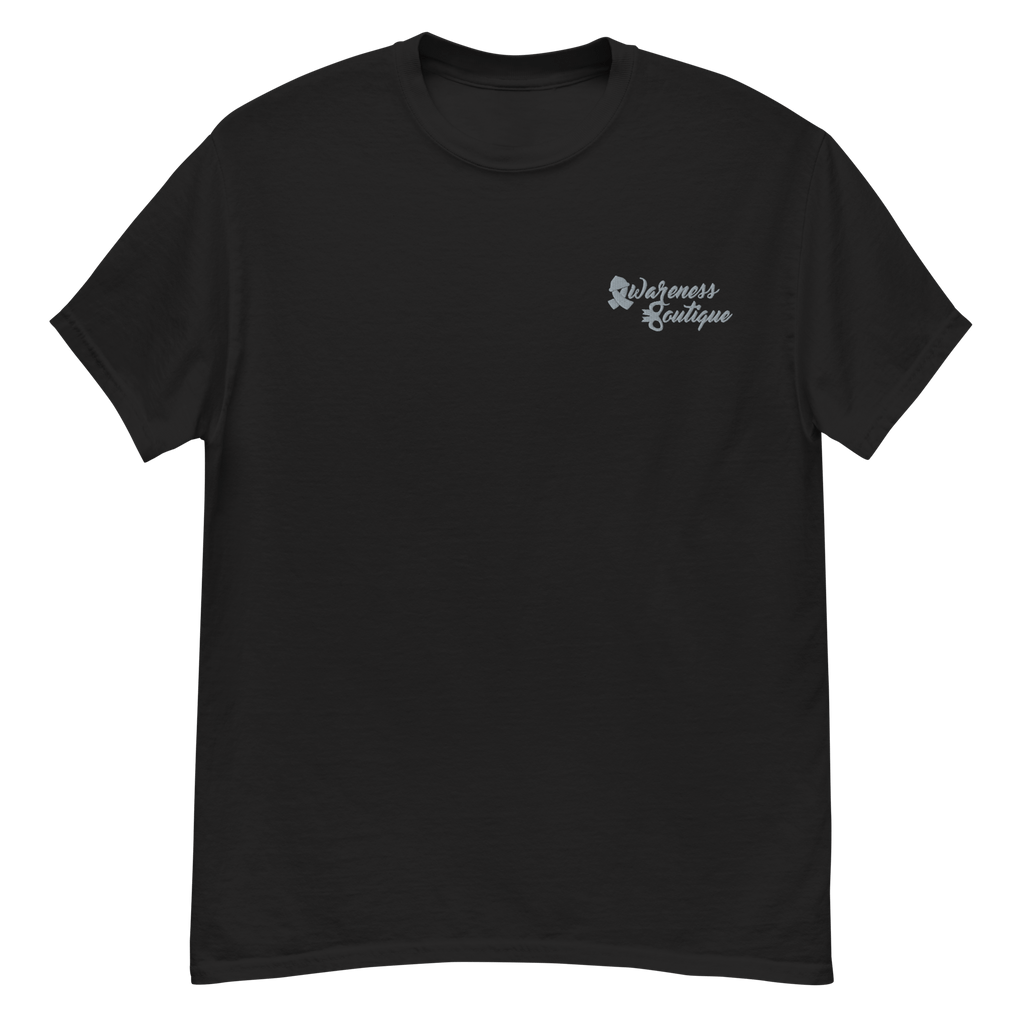 Grey Ribbon Embroidered Tee - Awareness Boutique