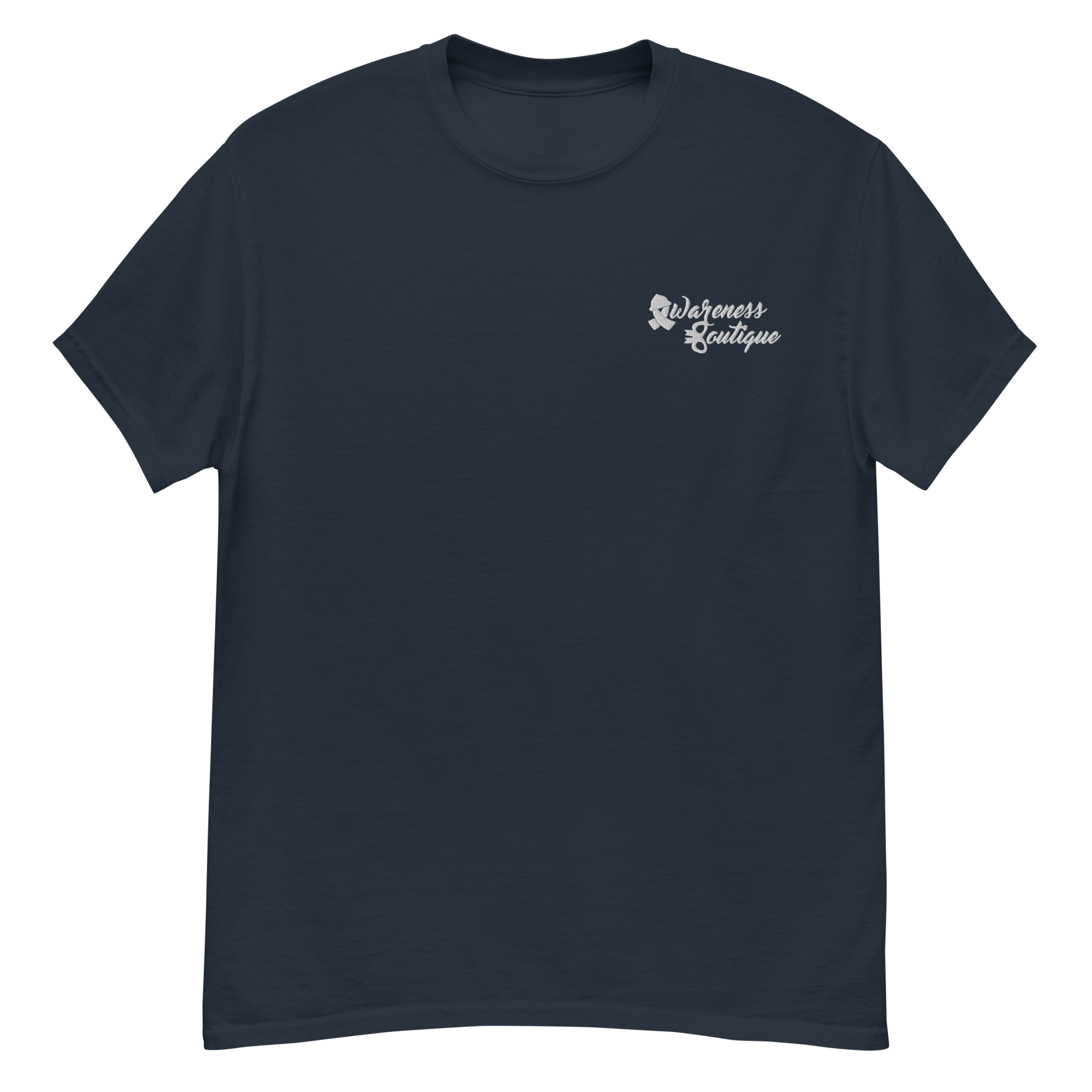 White Ribbon Embroidered Tee - Awareness Boutique