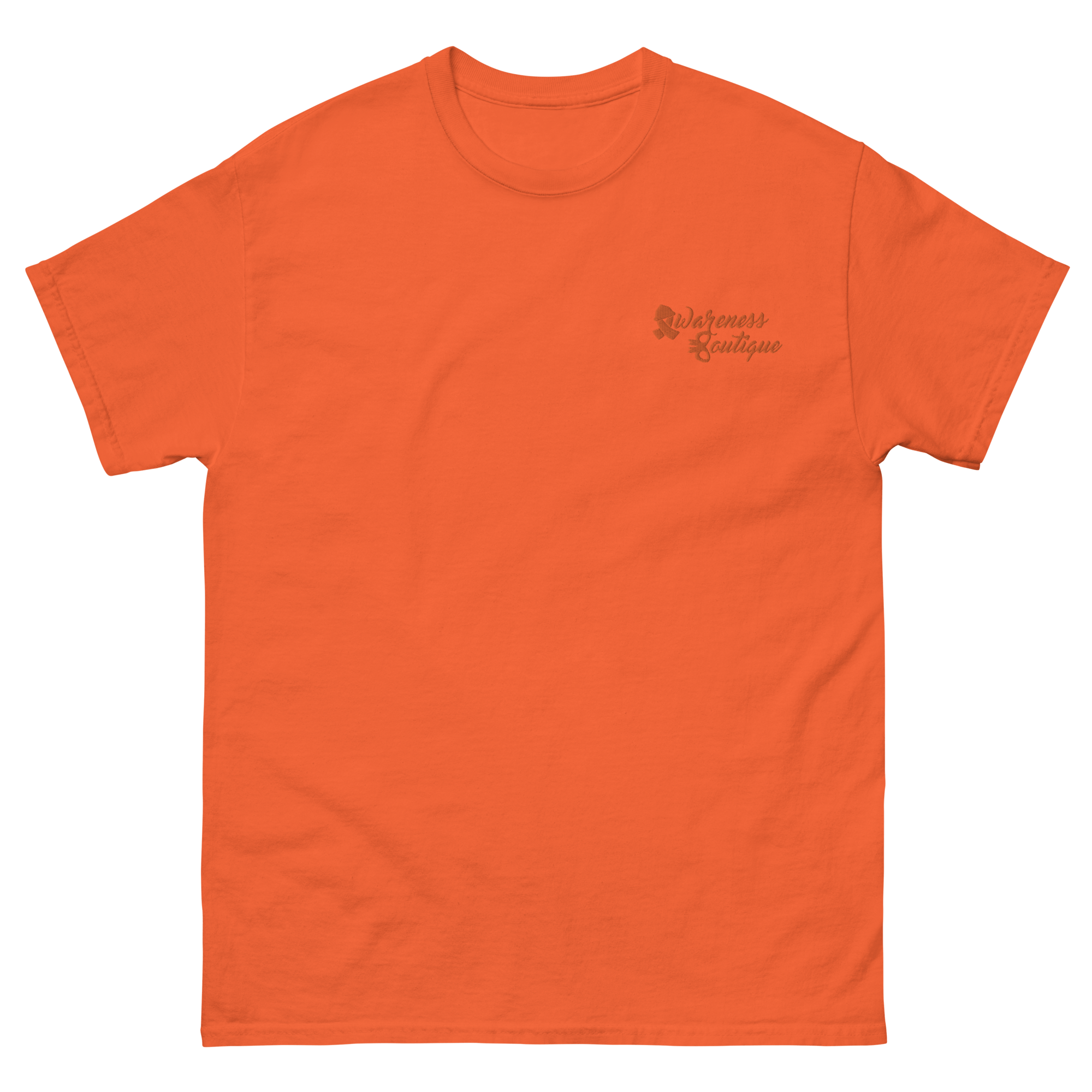 Orange Ribbon Embroidered Tee - Awareness Boutique