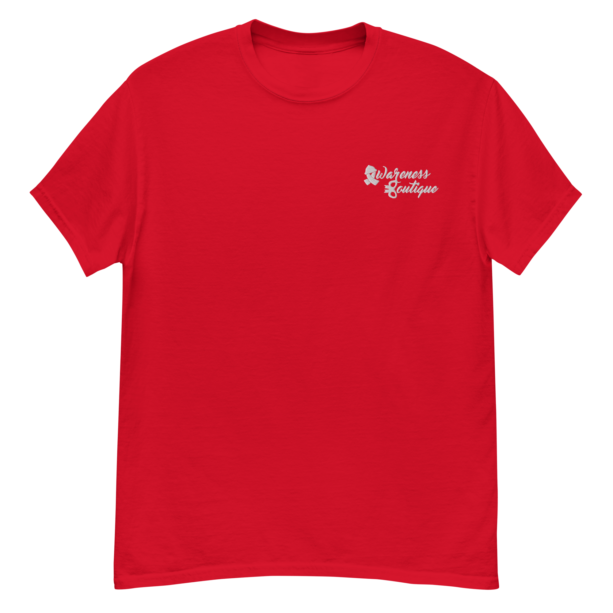 White Ribbon Embroidered Tee - Awareness Boutique