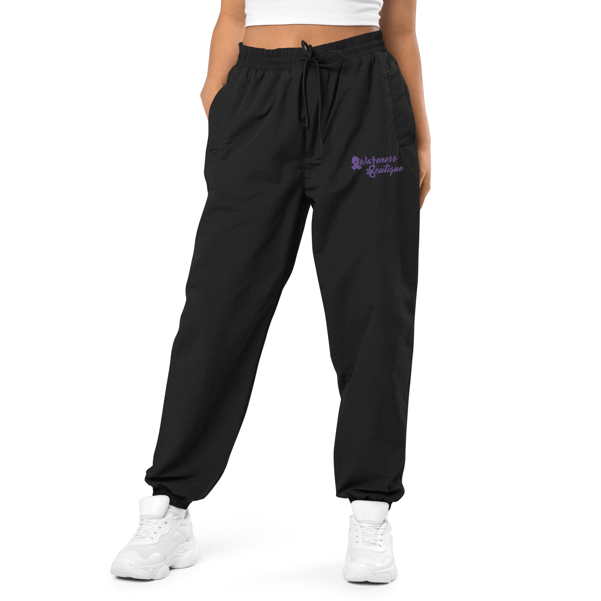 Awareness Boutique Purple RIbbon Recycled Tracksuit Pants - Awareness Boutique