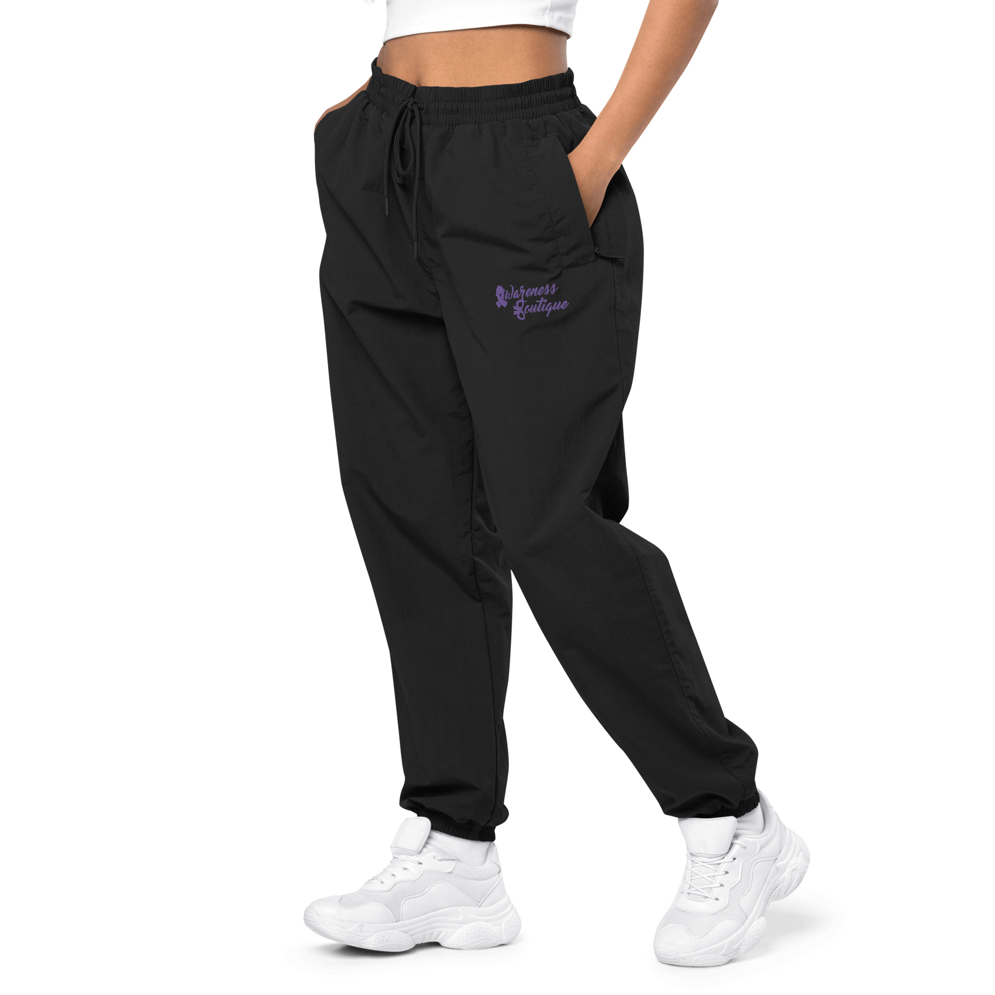 Awareness Boutique Purple RIbbon Recycled Tracksuit Pants - Awareness Boutique